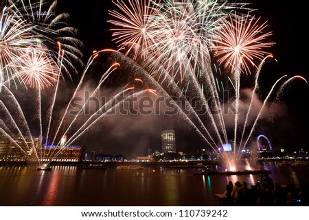 Fireworks over the River Thames in London