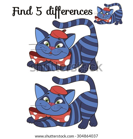 Game for children: find differences (cat)