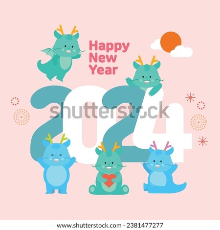 New Year's Blue Dragon Characters