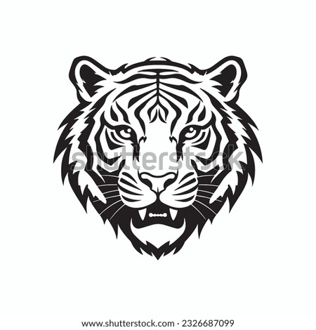 Tiger head silhouette. monochrome vector