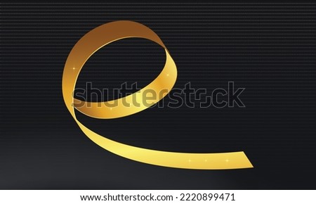 Circle gold ribbon stripes forming the number nine or forming Arabic letters on a black background