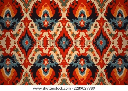 Ikat Uzbek seamless pattern. Abstract traditional folk old ancient antique tribal ethnic graphic line. Ornate elegant luxury vintage retro modern minimal style for texture textile backdrop background.