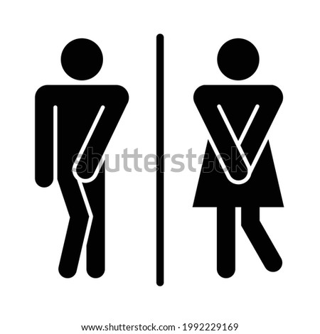 Restroom Toilet Sign Icon Male Female.  Isolated on white background. Editable vector illustration EPS 10.