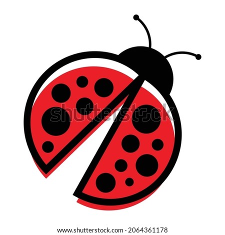 Ladybug or Ladybird icon graphic design. Cute simple flat design of black and red lady beetle. Isolated on white background. Editable and Scalable vector illustration EPS 10.