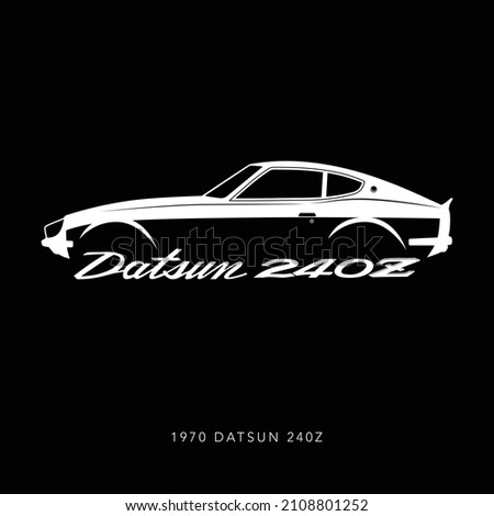 Kuala Lumpur, Malaysia - January 19 2022: 1970 Datsun NIssan 240Z. Iconic Rare Sports Car Graphic. For cards, posters, wall arts and apparel print. Editable and scalable vector illustration EPS 10.