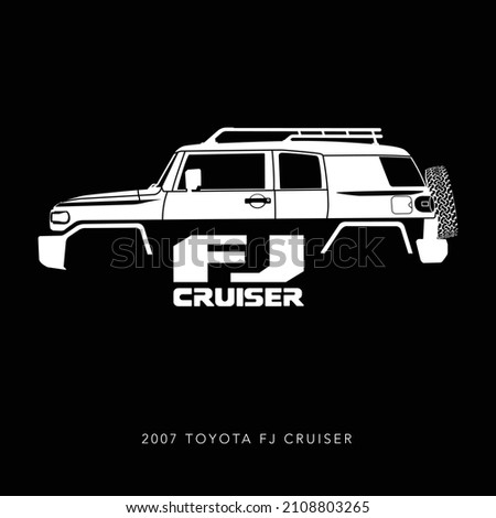 Kuala Lumpur, Malaysia - January 19 2022: 2007 Toyota FJ Cruiser. Retro-styled mid-size SUV. For cards, posters, wall arts and apparel print. Editable and scalable vector graphic illustration EPS 10.