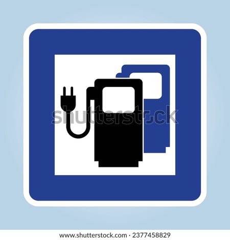 Electric vehicles EV charging station signage in the Germany. Editable EPS 10 vector graphic isolated