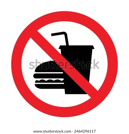 NO FOOD OR DRINKS ALLOWED sign. Editable isolated EPS 10 vector graphic. Ideal for poster, wall art, postcard, apparel print.