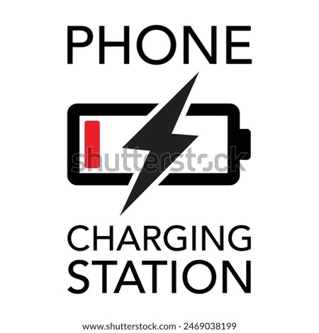 PHONE CHARGING STATION sign. Simple flat design. Editable EPS 10 vector illustration.