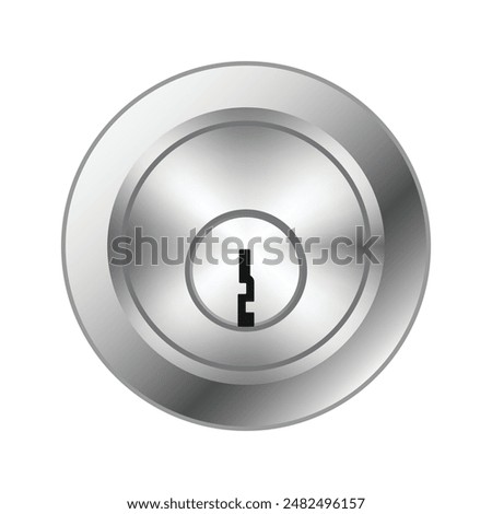 Silver or chrome metallic door lock keyhole. Editable EPS10 vector graphic isolated on white background.