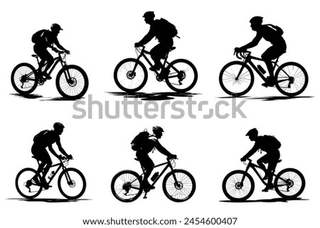 Similar – Image, Stock Photo Mountain biker in the Swiss Alps in autumn enjoying the special cloud panorama on the summit