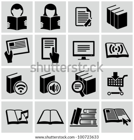 Literature and e-book icons set.