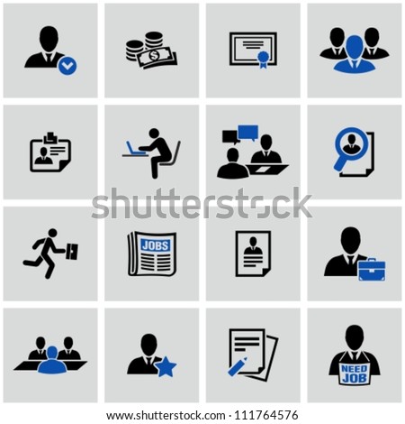 Human resource and recruitment icons set.