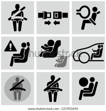 Car safety belt icons. Baby in car. 商業照片 © 