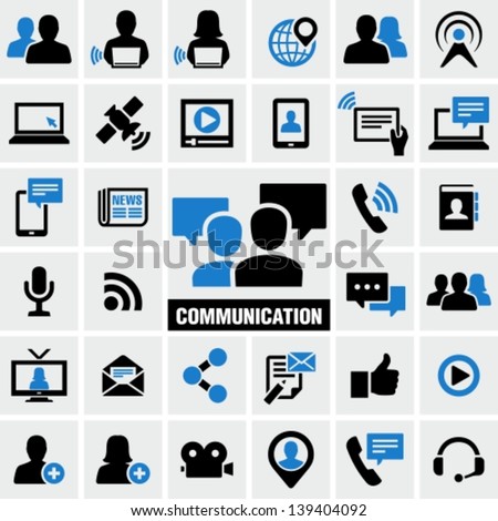 Communication & Media Icons Set