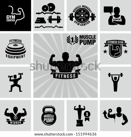 Bodybuilding fitness gym icons