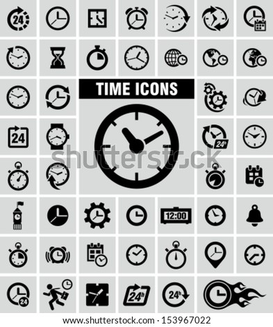 Clocks icons set on grey 