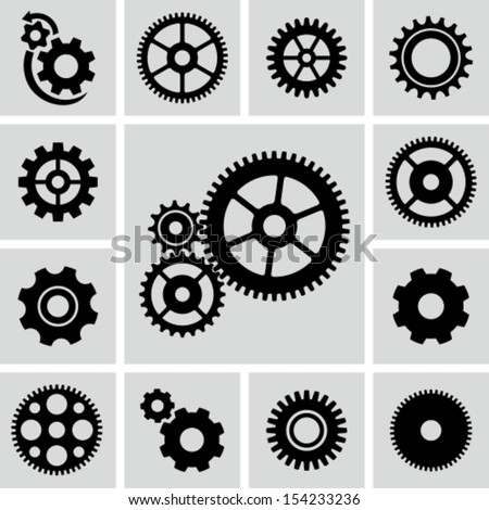 Gear wheels icons set