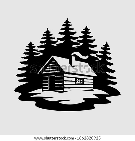 Log Cabin House in The Woods