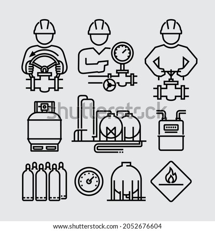 Natural Gas Related Vector Line Icons
