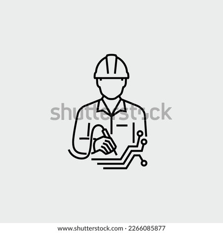 Engineer Soldering Iron Vector Line Icon