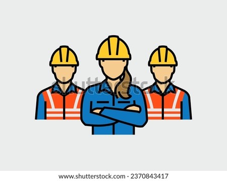 Construction Team Builders Engineers Workers Vector Icon