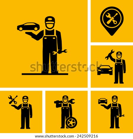 Car Mechanic Vector Icon Figure Pictogram 