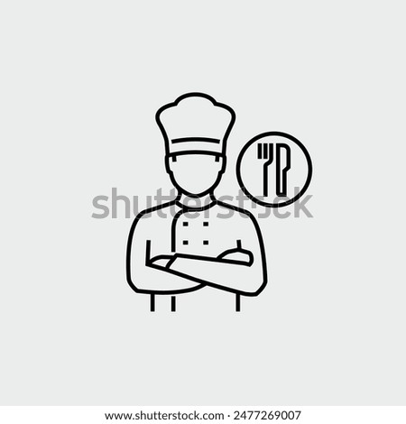 Restaurant Chef with Crossed Arms Vector Line Icon