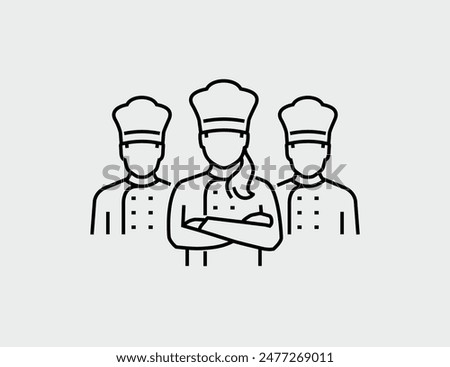 Restaurant Chef Team with Crossed Arms Vector Line Icon