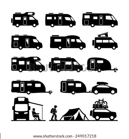 Rv cars Recreational Vehicles Camper Vans Caravans Icons 