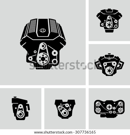 Car Engine Vector Icons 