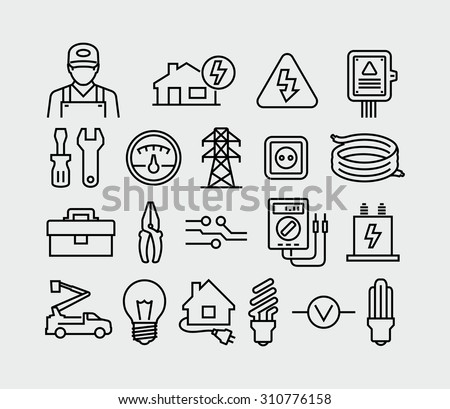 Vector Electricity outline icons
