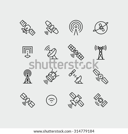 Vector Orbit Satellite Dish Communication icons 
