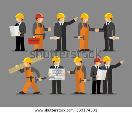 Construction Engineering Industrial Workers Project Manager Vector