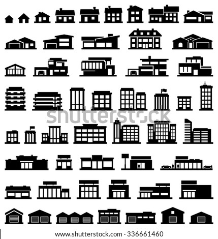 Buildings vector icons set