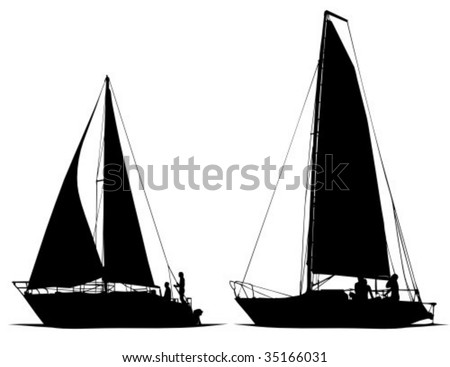 Isolated Of Sailboats Silhouette Illustration. - 35166031 : Shutterstock