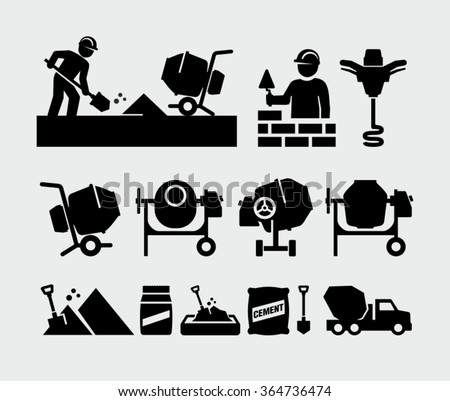 Concrete work vector icons 