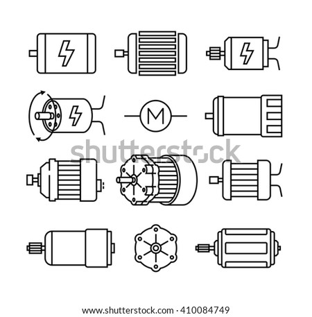 Electric motor vector icons