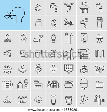 Water Treatment Process Filtration Systems Water Pump Vector Icons Set ...