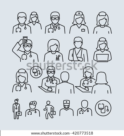 Doctor and Patient Nurse Vector Icons