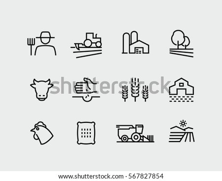 Farming and Agriculture Vector Line Icons