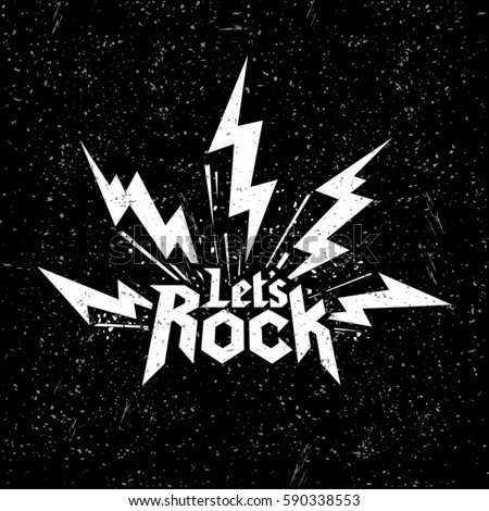 Grunge Monochrome Rock music print, hipster vintage label, graphic design with grunge effect, rock-music tee print stamp design. t-shirt print lettering artwork, vector
 Сток-фото © 