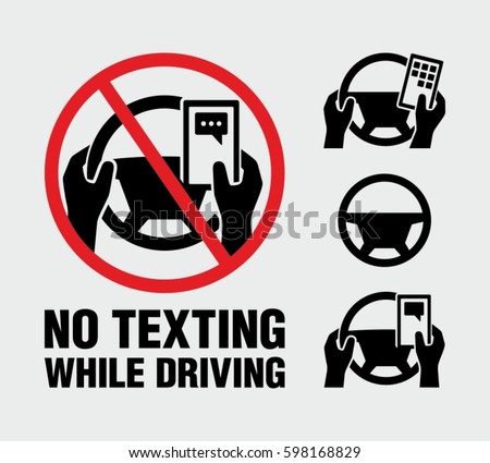 No texting, no cell phone use while driving vector sign 