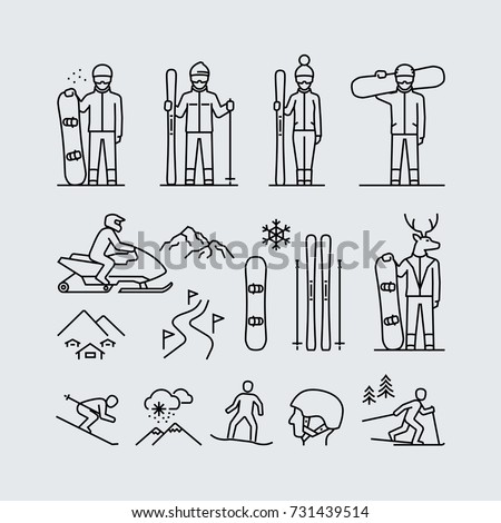 Winter sports outdoor activities vector icons 