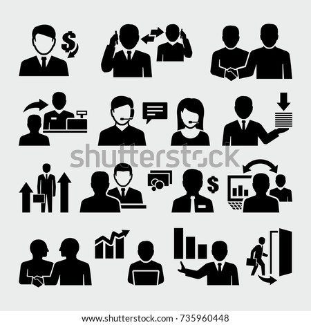 Sales Business People Vector Icons 