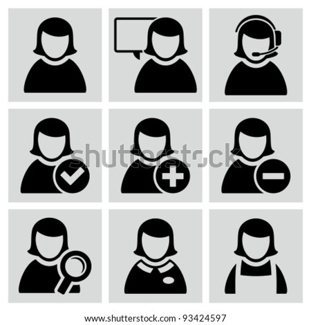 Female user avatars icons set.