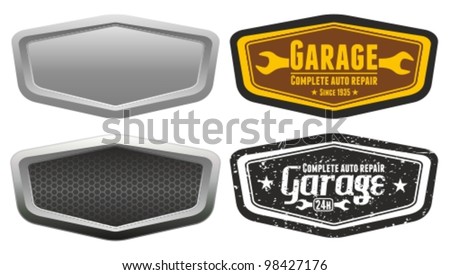 Vector automotive, motorcycle badge. Signs and labels.
