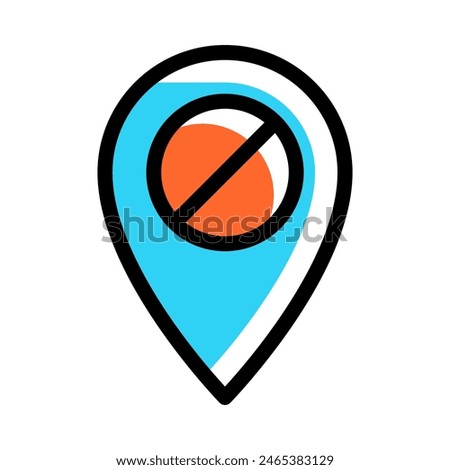 Location disable icon vector illustration in colored outline