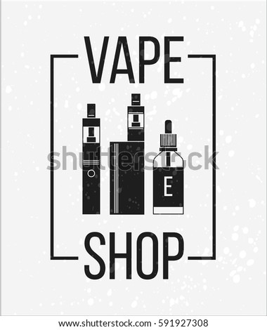 Vector icons of vape and accessories. Vector illustration  for vape shop, e-cigarette store.