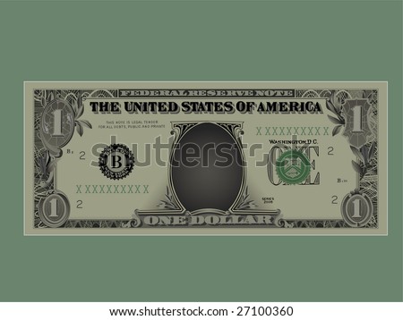 Drawing of a denomination of one dollar.Vector,Without mesh.